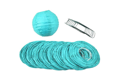 10 Socket Water Blue Round Paper Lantern Party String Lights (4" Lanterns, Expandable) - AsianImportStore.com - B2B Wholesale Lighting & Decor since 2002