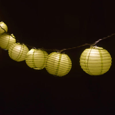 10 Socket Chartreuse Round Paper Lantern Party String Lights (4" Lanterns, Expandable) - AsianImportStore.com - B2B Wholesale Lighting & Decor since 2002
