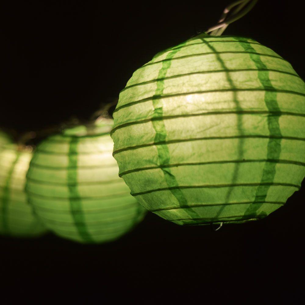 10 Socket Grass Greenery Round Paper Lantern Party String Lights (4" Lanterns, Expandable) - AsianImportStore.com - B2B Wholesale Lighting & Decor since 2002