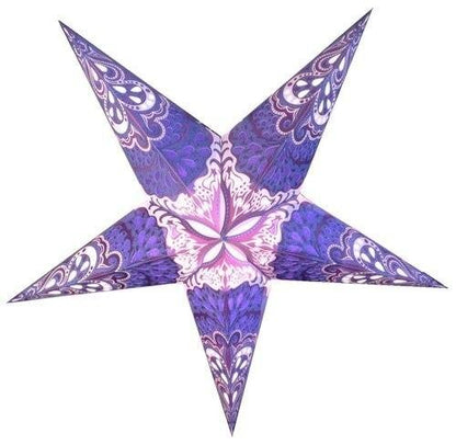 3-PACK + Cord | Blue Rain 24" Illuminated Paper Star Lanterns and Lamp Cord Hanging Decorations - AsianImportStore.com - B2B Wholesale Lighting and Decor