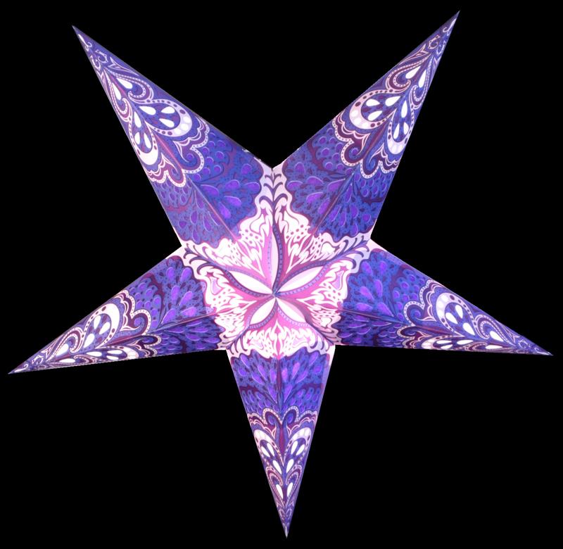 3-PACK + Cord | Blue Rain 24" Illuminated Paper Star Lanterns and Lamp Cord Hanging Decorations - AsianImportStore.com - B2B Wholesale Lighting and Decor