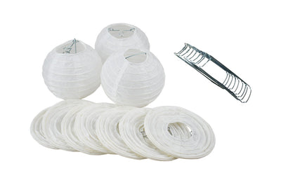 BULK PACK (50) 4" White Round Paper Lanterns, Even Ribbing, Hanging Decoration (String Light Sold Separately)