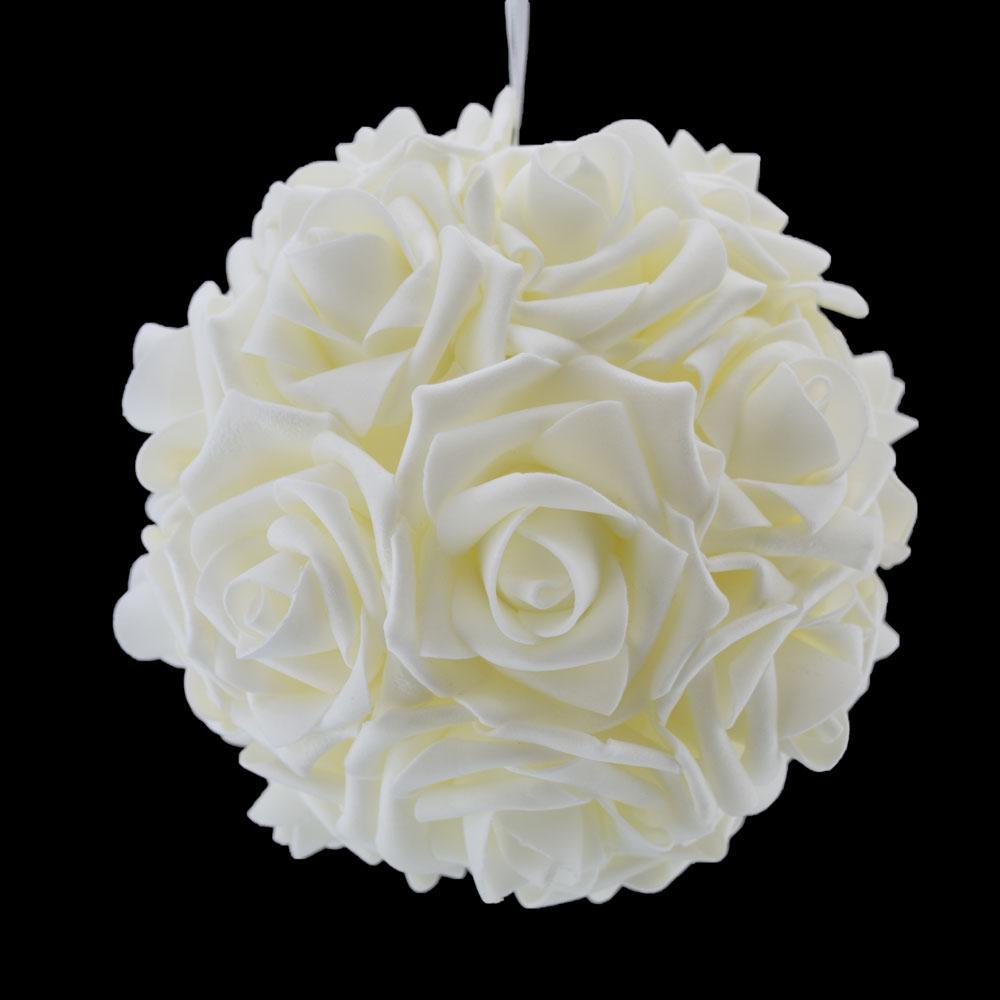  6.5" Beige / Ivory Foam Rose Flower Pomander Kissing Ball Decoration - AsianImportStore.com - B2B Wholesale Lighting and Decor