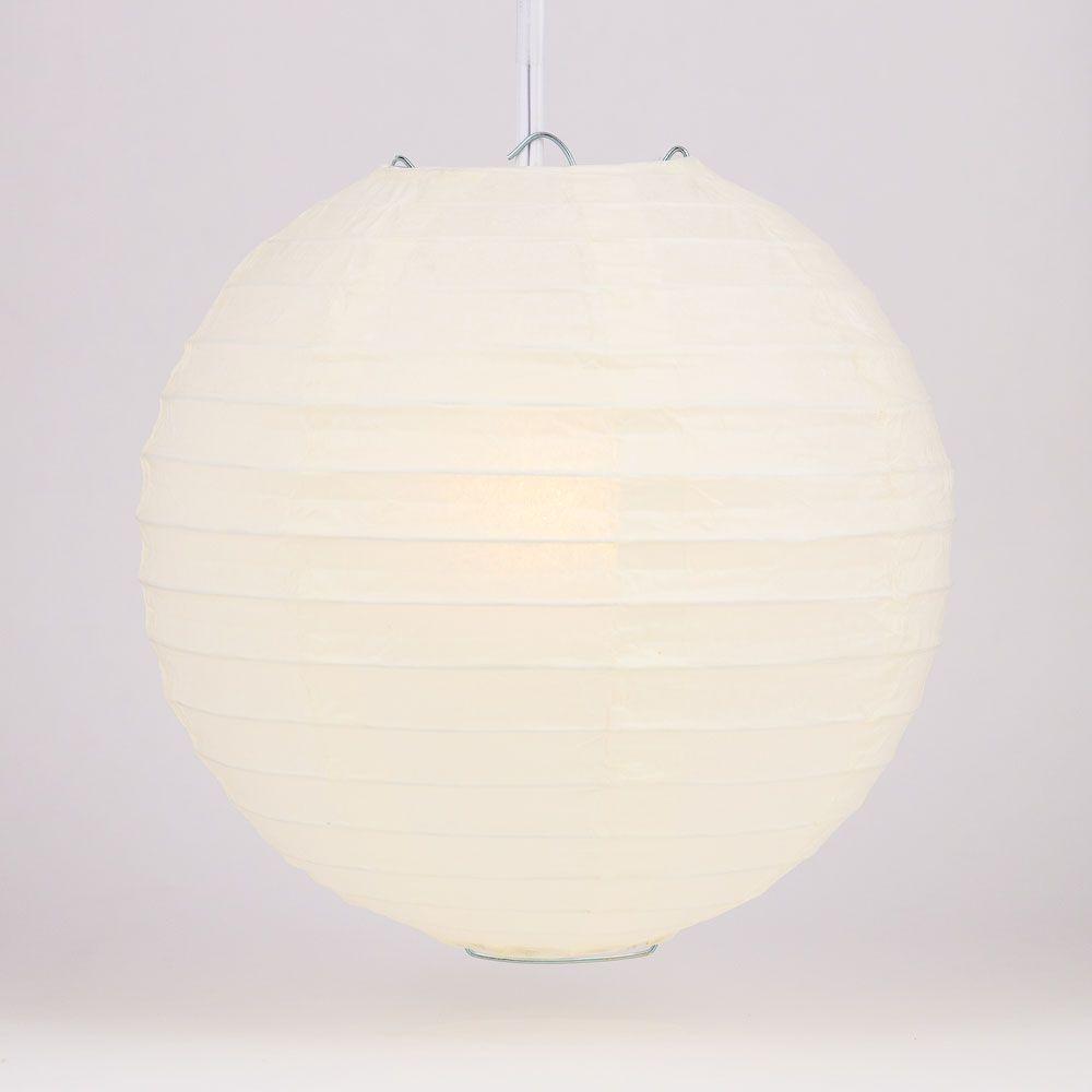 16" Beige / Ivory Round Paper Lantern, Even Ribbing, Chinese Hanging Wedding & Party Decoration - AsianImportStore.com - B2B Wholesale Lighting and Decor