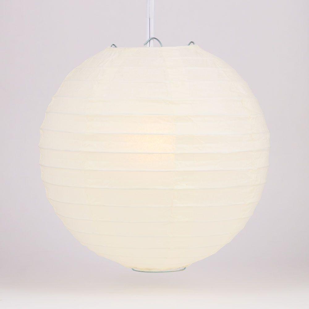 14" Beige / Ivory Round Paper Lantern, Even Ribbing, Chinese Hanging Wedding & Party Decoration - AsianImportStore.com - B2B Wholesale Lighting and Decor