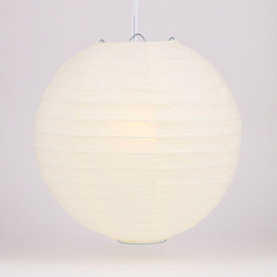 14" Beige / Ivory Round Paper Lantern, Even Ribbing, Chinese Hanging Wedding & Party Decoration - AsianImportStore.com - B2B Wholesale Lighting and Decor