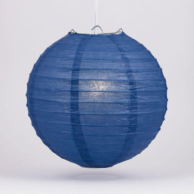 16" Navy Blue Round Paper Lantern, Even Ribbing, Chinese Hanging Wedding & Party Decoration - AsianImportStore.com - B2B Wholesale Lighting and Decor