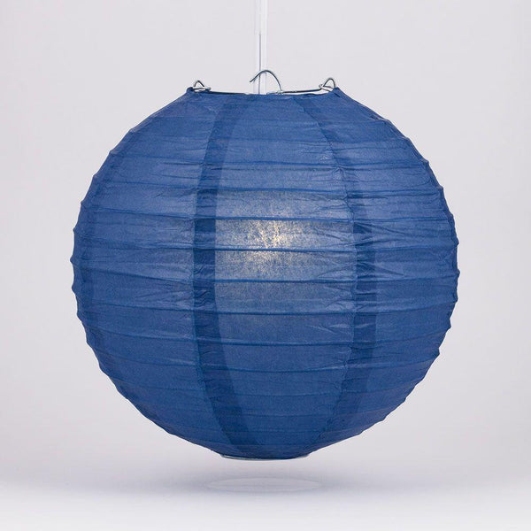 12" Navy Blue Round Paper Lantern, Even Ribbing, Chinese Hanging Wedding & Party Decoration - AsianImportStore.com - B2B Wholesale Lighting and Decor