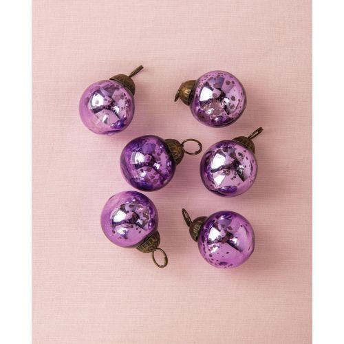 BLOWOUT (60 PACK) 6 Pack | 1.5" Purple Ava Mini Mercury Handcrafted Glass Balls Ornaments Christmas Tree Decoration