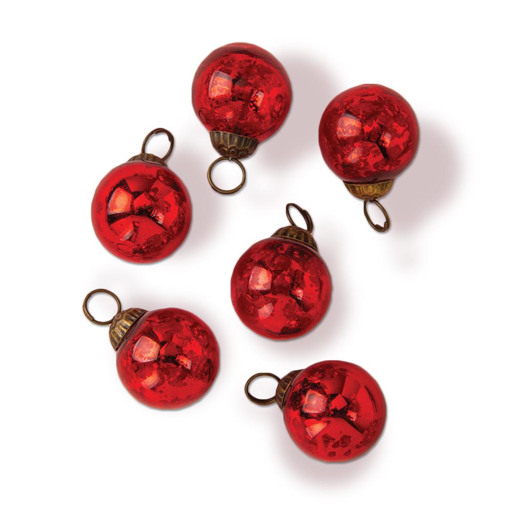 6 Pack | 1.5-Inch Red Ava Mini Mercury Handcrafted Glass Balls Ornament Christmas Tree Decoration - AsianImportStore.com - B2B Wholesale Lighting & Décor since 2002.