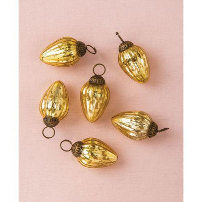 6 Pack | 1.75-Inch Gold Laura Mercury Glass Lined Pine Cone Ornaments Christmas Tree Decoration