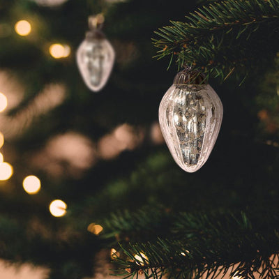 6 Pack | 1.5-Inch Silver Laura Mercury Glass Lined Pine Cone Ornaments Christmas Tree Decoration - AsianImportStore.com - B2B Wholesale Lighting & Décor since 2002.