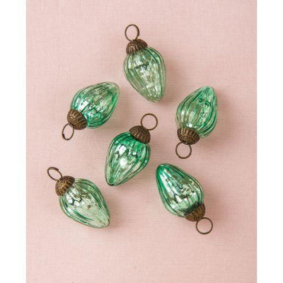 6 Pack | 1.75-Inch Vintage Green Laura Mercury Glass Lined Pine Cone Ornaments Christmas Tree Decoration