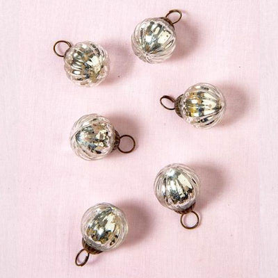 6 Pack | 1-Inch Silver Mona Mercury Glass Lined Ball Ornaments Christmas Tree Decoration