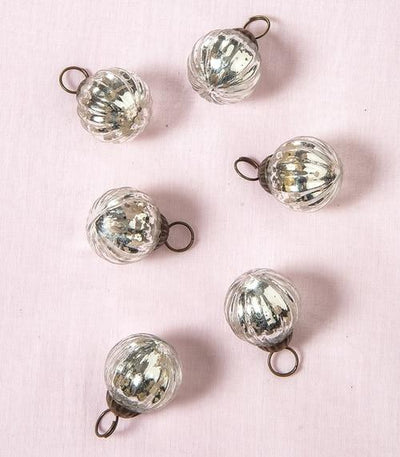 6 Pack | 3-Inch Silver Large Mona Mercury Glass Lined Ball Ornaments Christmas Decoration