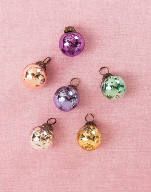 BLOWOUT (60 PACK) 6 Pack | 1.5" Pastel Color Mercury Glass Ball Ornaments Christmas Tree Decoration