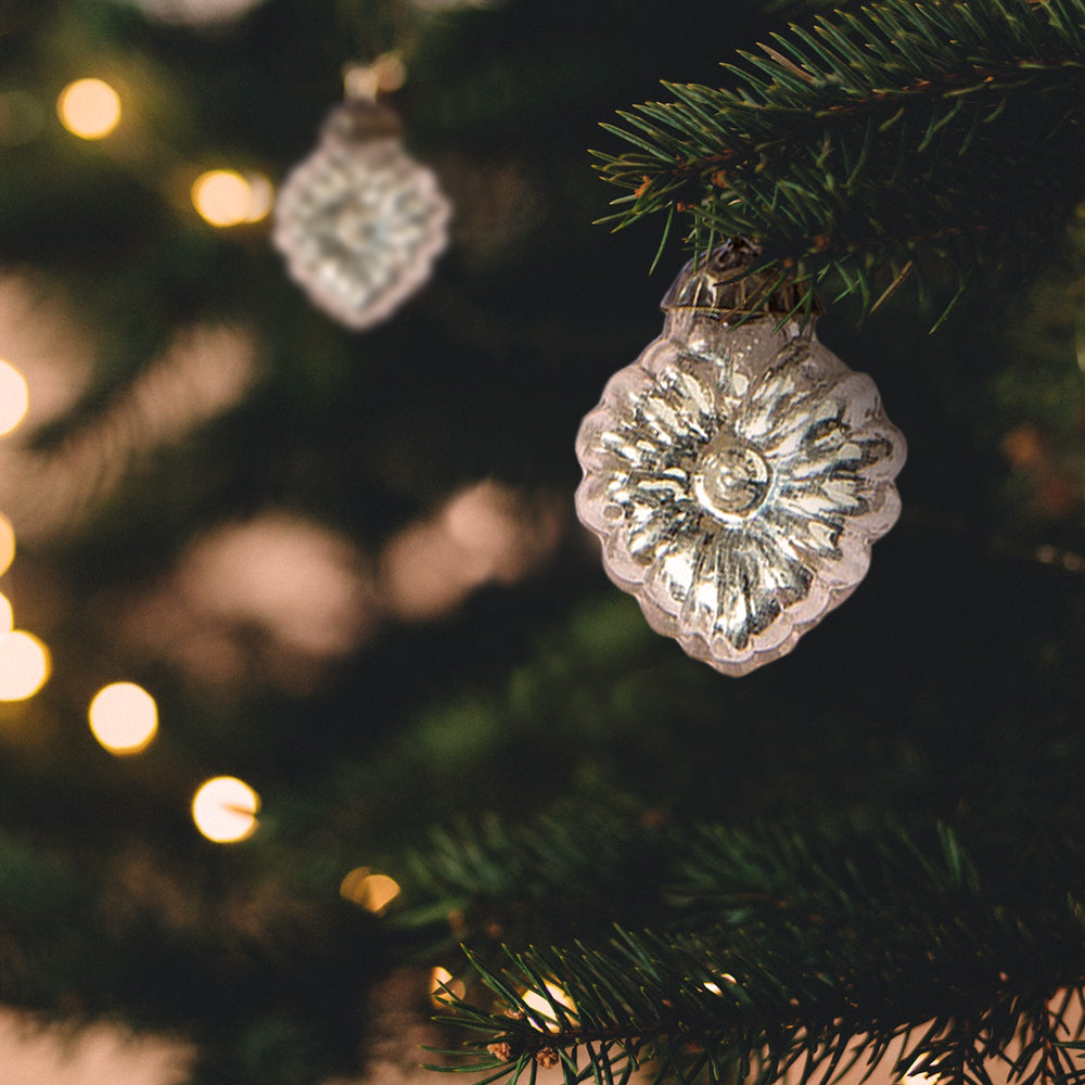 6 Pack | 1.5" Silver Viola Mercury Glass Heart Ornaments Christmas Tree Decoration - AsianImportStore.com - B2B Wholesale Lighting & Décor since 2002.