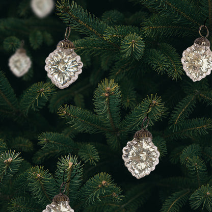 6 Pack | 1.5" Silver Viola Mercury Glass Heart Ornaments Christmas Tree Decoration - AsianImportStore.com - B2B Wholesale Lighting & Décor since 2002.