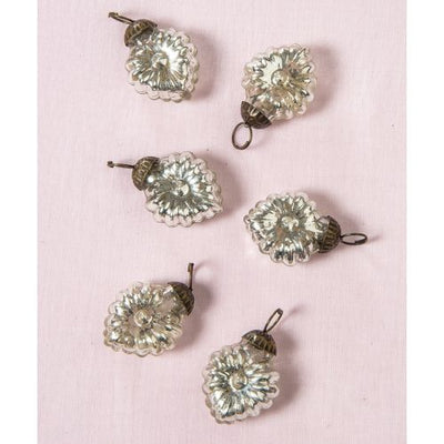 BLOWOUT (60 PACK) 6 Pack | 1.25" Silver Viola Mercury Glass Heart Ornaments Christmas Tree Decoration