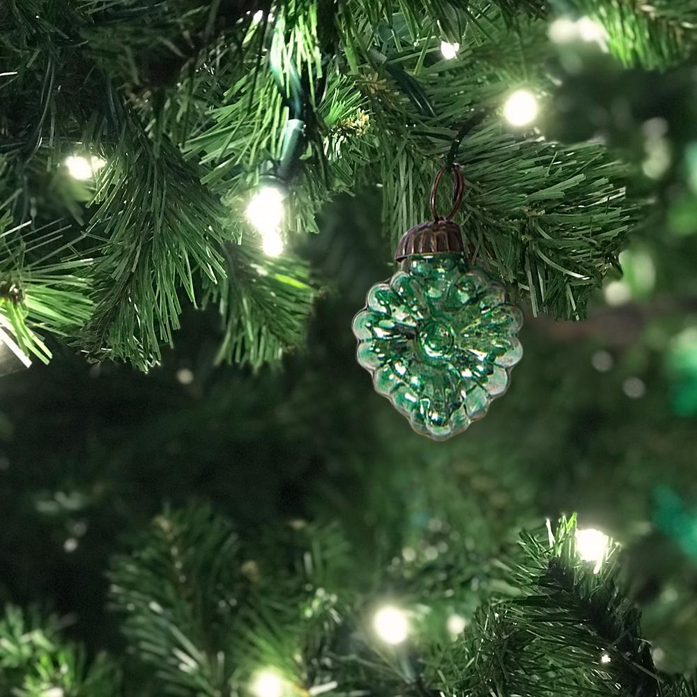 6 Pack | 1.5-Inch Vintage Green Viola Mercury Glass Heart Ornaments Christmas Tree Decoration - AsianImportStore.com - B2B Wholesale Lighting & Décor since 2002.