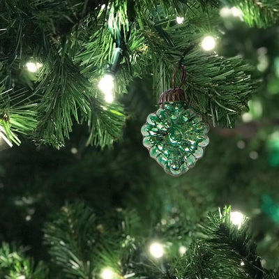 6 Pack | 1.5-Inch Vintage Green Viola Mercury Glass Heart Ornaments Christmas Tree Decoration - AsianImportStore.com - B2B Wholesale Lighting & Décor since 2002.