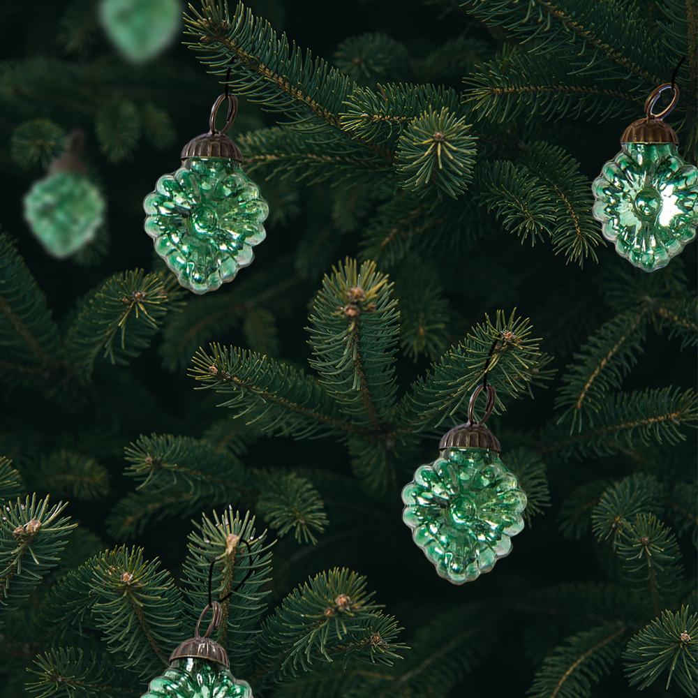 6 Pack | 1.5-Inch Vintage Green Viola Mercury Glass Heart Ornaments Christmas Tree Decoration - AsianImportStore.com - B2B Wholesale Lighting & Décor since 2002.