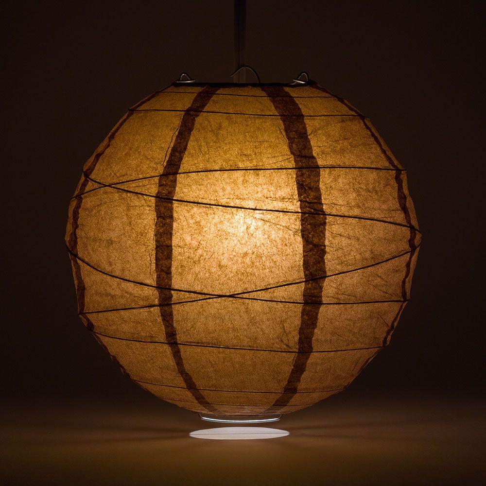 6" Brown Round Paper Lantern, Crisscross Ribbing, Chinese Hanging Wedding & Party Decoration - AsianImportStore.com - B2B Wholesale Lighting and Decor