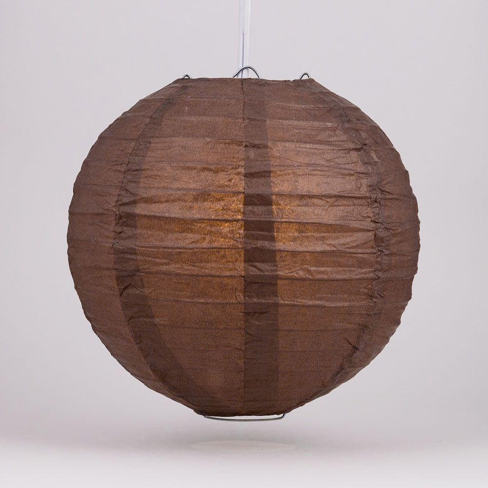 6" Brown Round Paper Lantern, Even Ribbing, Chinese Hanging Wedding & Party Decoration - AsianImportStore.com - B2B Wholesale Lighting and Decor