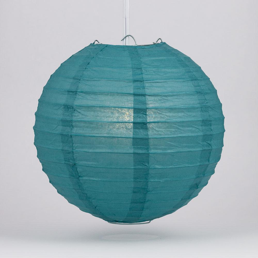 6" Tahiti Teal Round Paper Lantern, Even Ribbing, Chinese Hanging Wedding & Party Decoration - AsianImportStore.com - B2B Wholesale Lighting and Decor