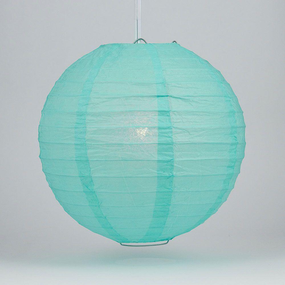 6" Water Blue Round Paper Lantern, Even Ribbing, Chinese Hanging Wedding & Party Decoration - AsianImportStore.com - B2B Wholesale Lighting and Decor