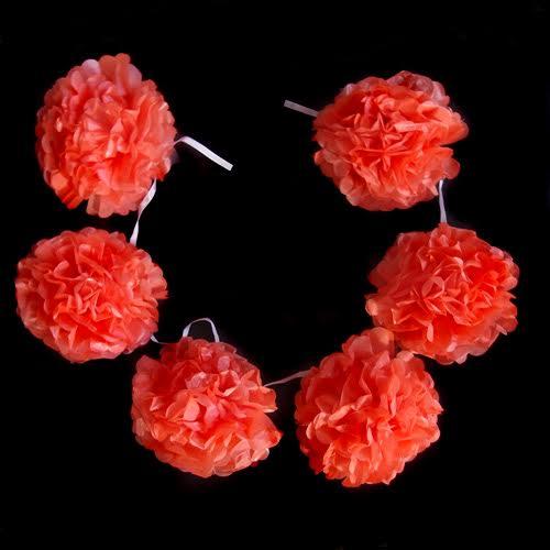 (Discontinued) (50 PACK) EZ-Fluff 6" Roseate Hanging Tissue Paper Flower Pom Pom, Party Garland Decoration