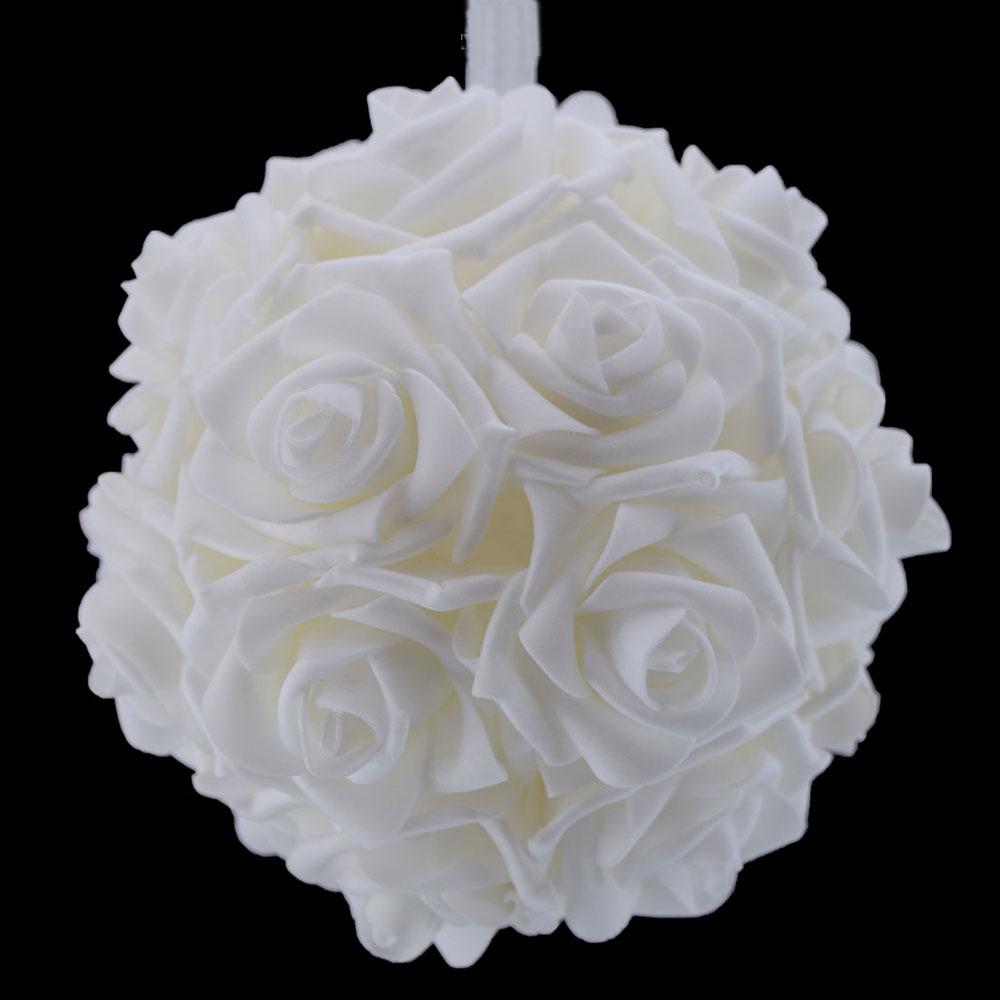 6.5" White Foam Rose Flower Pomander Kissing Ball Decoration - AsianImportStore.com - B2B Wholesale Lighting and Decor