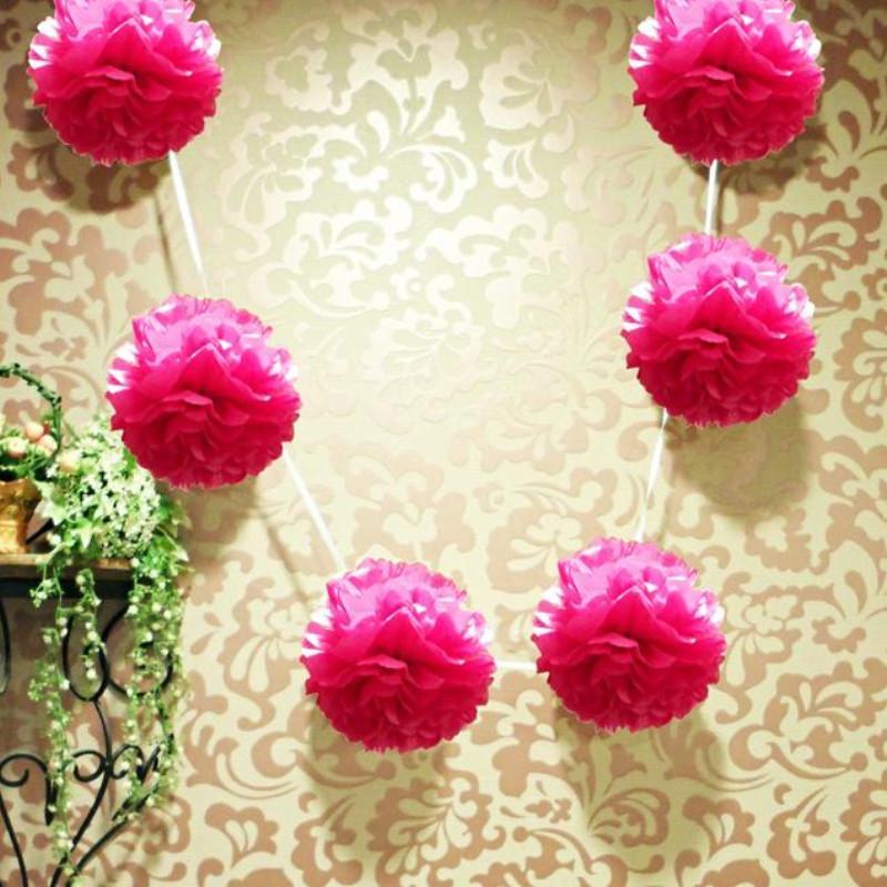 EZ-Fluff 6" Fuchsia Hanging Tissue Paper Flower Pom Pom, Party Garland Decoration (20 PACK) - AsianImportStore.com - B2B Wholesale Lighting and Décor