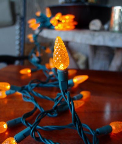 70 Outdoor Orange LED C6 Halloween String Lights, 24 FT Green Cord, Weatherproof, Expandable - AsianImportStore.com - B2B Wholesale Lighting and Decor