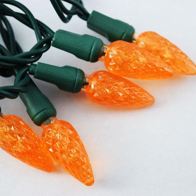 70 Outdoor Orange LED C6 Halloween String Lights, 24 FT Green Cord, Weatherproof, Expandable - AsianImportStore.com - B2B Wholesale Lighting and Decor