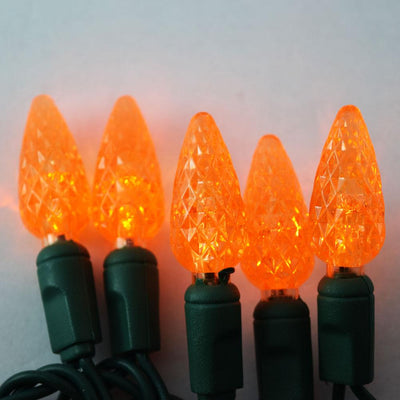 70 Outdoor Orange LED C6 Halloween String Lights, 24 FT Green Cord, Weatherproof, Expandable - AsianImportStore.com - B2B Wholesale Lighting and Decor