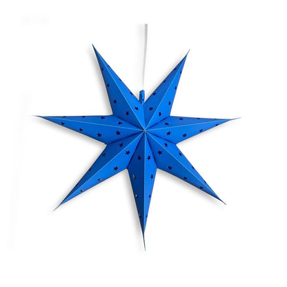 24" Dark Blue 7-Point Weatherproof Star Lantern Lamp, Hanging Decoration (Shade Only)