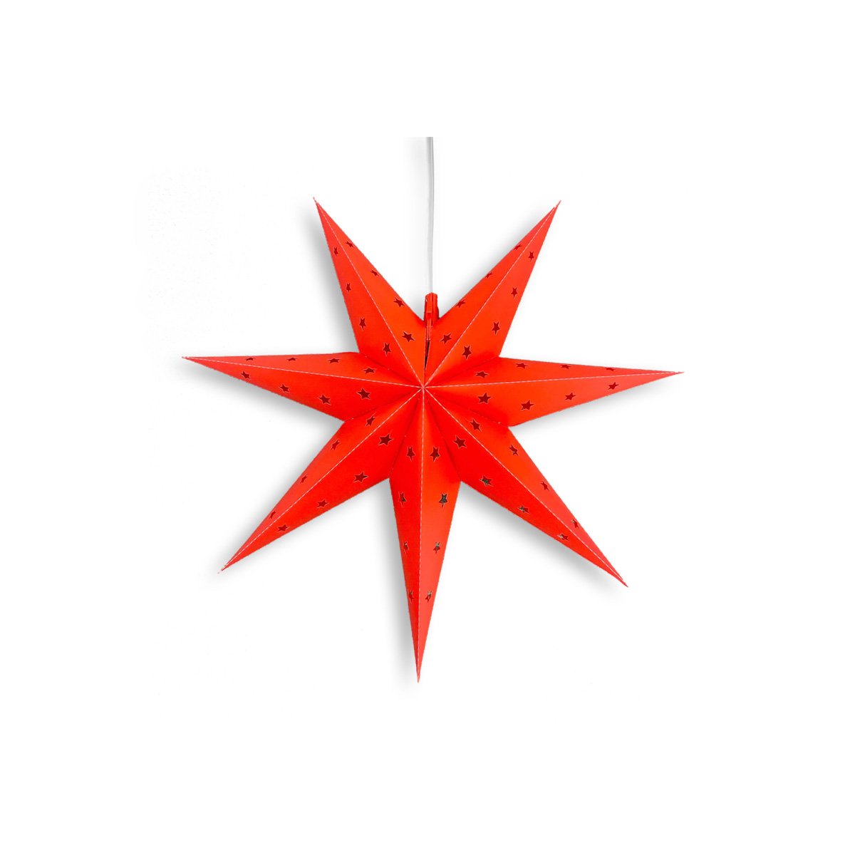 18" Red 7-Point Weatherproof Star Lantern Lamp, Hanging Decoration (Shade Only)