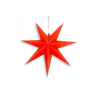 18" Red 7-Point Weatherproof Star Lantern Lamp, Hanging Decoration (Shade Only)