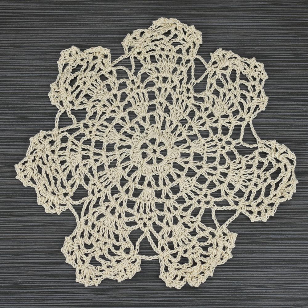  7" Bloom Shaped Crochet Lace Doilies Placemats, Handmade Cotton - Beige (2 PACK) - AsianImportStore.com - B2B Wholesale Lighting and Decor