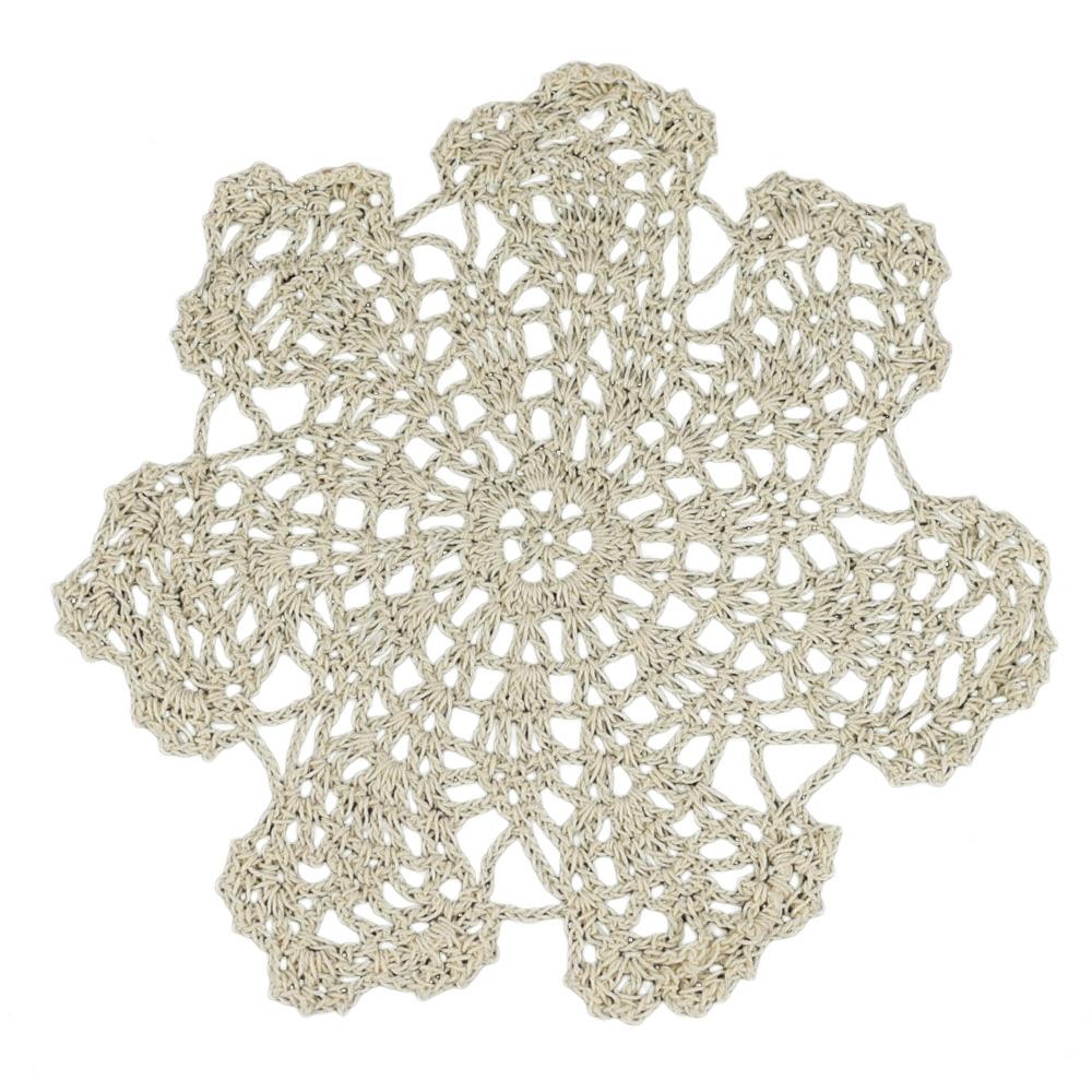 7" Bloom Shaped Crochet Lace Doilies Placemats, Handmade Cotton - Beige (2 PACK) - AsianImportStore.com - B2B Wholesale Lighting and Decor