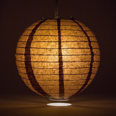 20" Brown Round Paper Lantern, Even Ribbing, Chinese Hanging Wedding & Party Decoration - AsianImportStore.com - B2B Wholesale Lighting and Decor
