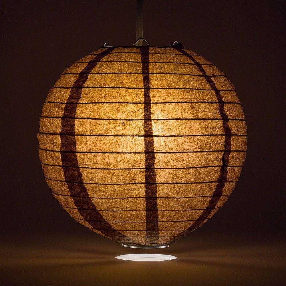 12" Brown Round Paper Lantern, Even Ribbing, Chinese Hanging Wedding & Party Decoration - AsianImportStore.com - B2B Wholesale Lighting and Decor