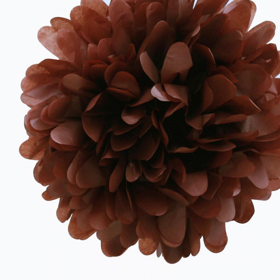 EZ-Fluff 8" Brown Tissue Paper Pom Pom Flowers, Hanging Decorations (4 PACK) - AsianImportStore.com - B2B Wholesale Lighting and Decor