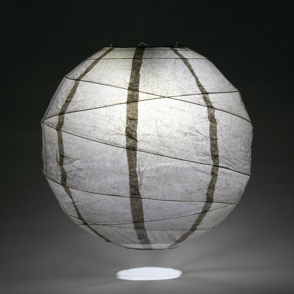 8" Driftwood Grey Round Paper Lantern, Crisscross Ribbing, Hanging Decoration - AsianImportStore.com - B2B Wholesale Lighting and Decor