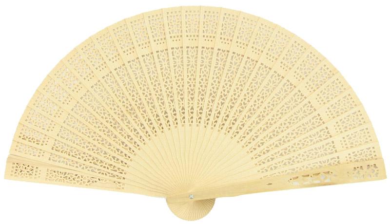 8" Natural Beige / Ivory Tan Sandalwood Folding Hand Fan w/ Organza Bag for Weddings (10 PACK) - AsianImportStore.com - B2B Wholesale Lighting and Decor
