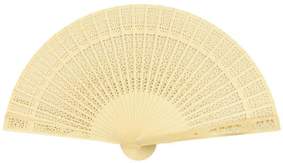 8" Natural Beige / Ivory Tan Sandalwood Folding Hand Fan w/ Organza Bag for Weddings (10 PACK) - AsianImportStore.com - B2B Wholesale Lighting and Decor