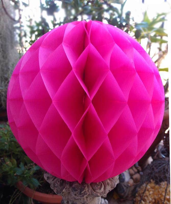 8" Fuchsia / Hot Pink Round Tissue Lantern, Honeycomb Ball, Hanging (102 PACK) - AsianImportStore.com - B2B Wholesale Lighting and Décor