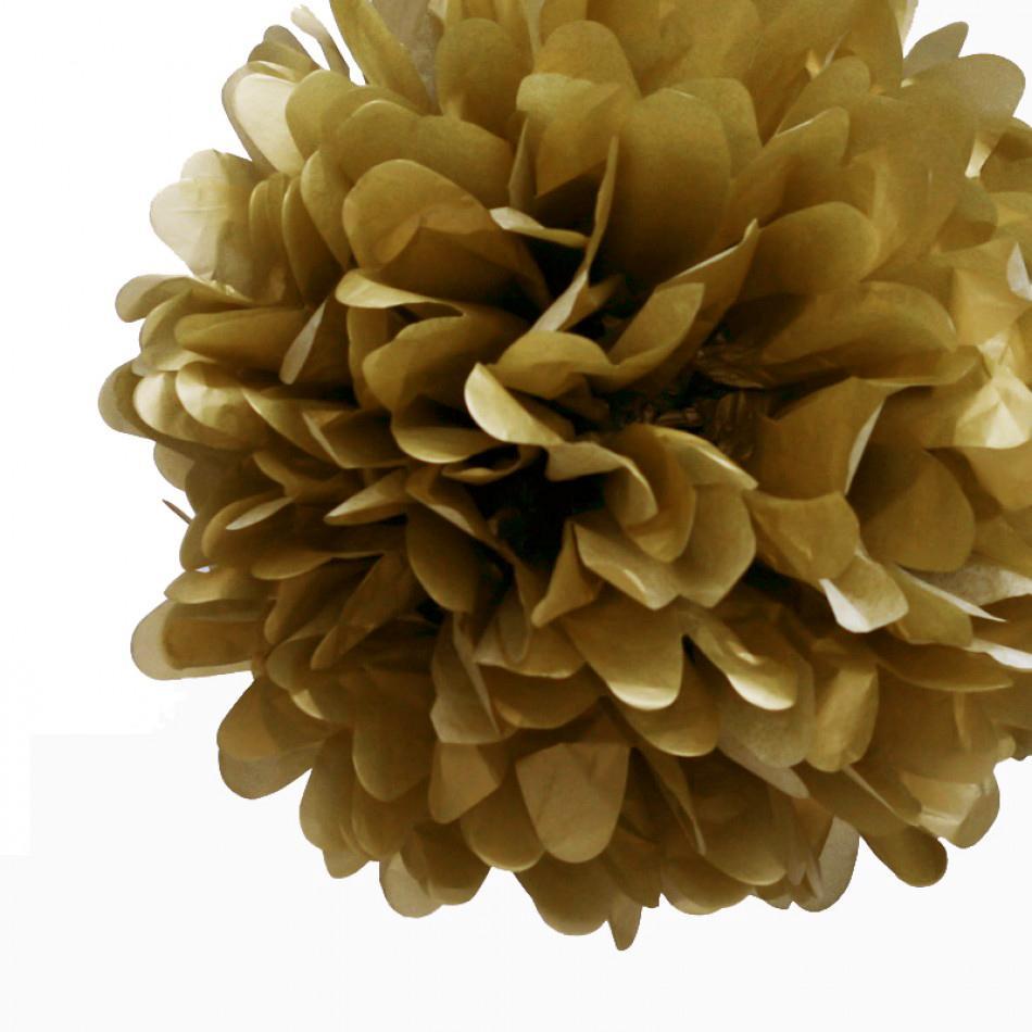 EZ-Fluff 8" Gold Tissue Paper Pom Pom Flowers, Hanging Decorations (100 PACK) - AsianImportStore.com - B2B Wholesale Lighting and Décor
