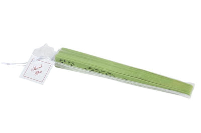 BLOWOUT (100 PACK) 8" Grass Greenery Wood Panel Hand Fan w/ Organza Bag for Weddings